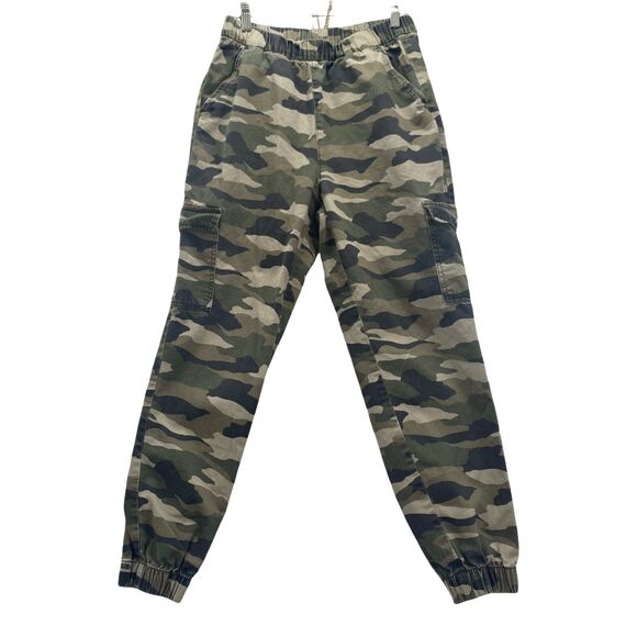 H&M Divided Women's Cargo Joggers Size 6 Green Camo Pull Up Stretch Waist Pants - Picture 1 of 12